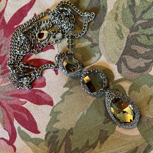 Vintage CHICOs Statement Necklace Vibes Medieval Look Steampunk Crystal Gray NEW - Picture 7 of 16